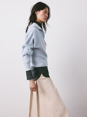 Mango Blue Polo Collar Long Sleeve Jumper - Image 4 of 5