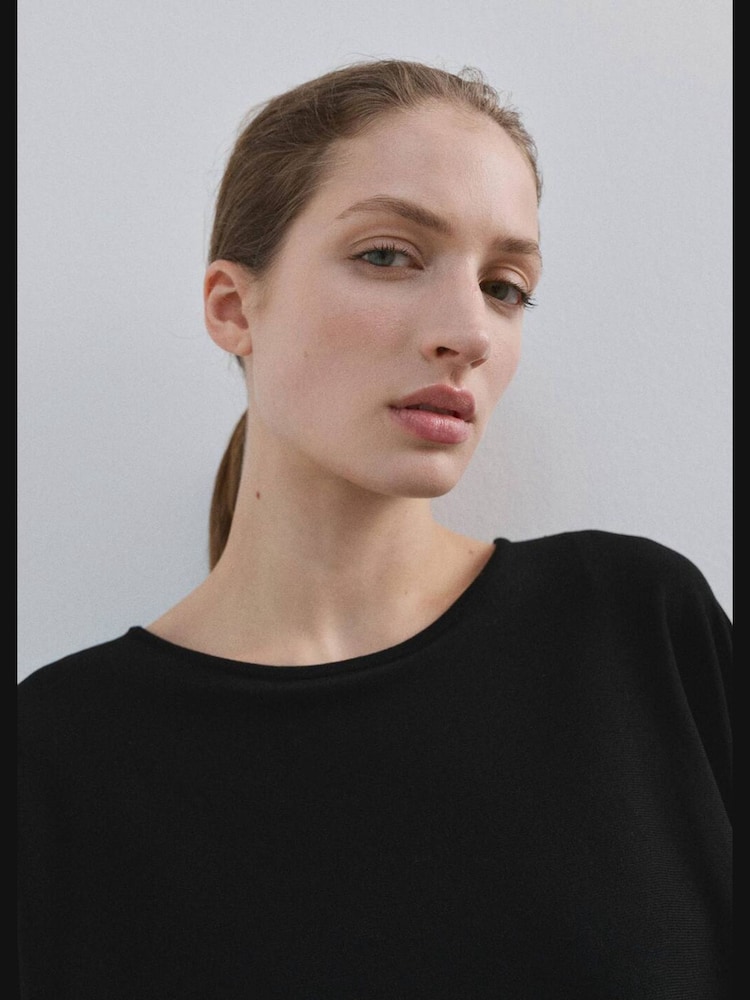 Mango Black Long Sleeve Cape Top - Image 2 of 6