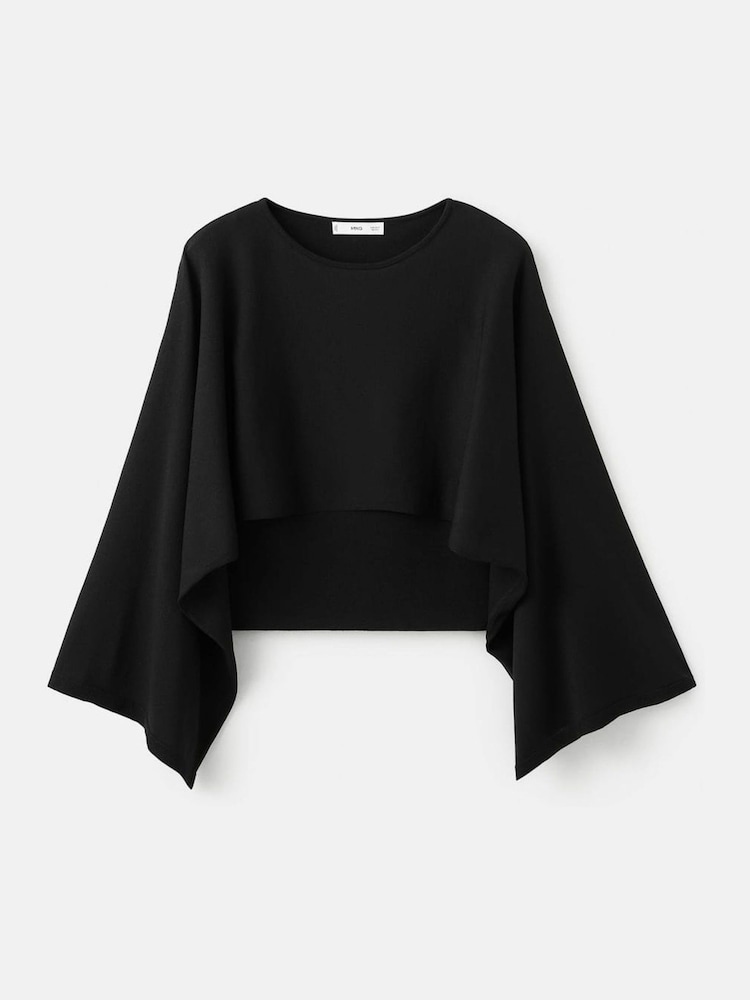 Mango Black Long Sleeve Cape Top - Image 5 of 5