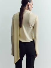 Mango Cream Draped Long Sleeve Top - Image 3 of 6