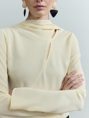 Mango Cream Draped Long Sleeve Top - Image 4 of 6