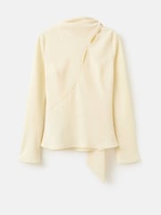 Mango Cream Draped Long Sleeve Top - Image 5 of 6