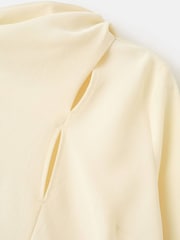 Mango Cream Draped Long Sleeve Top - Image 6 of 6
