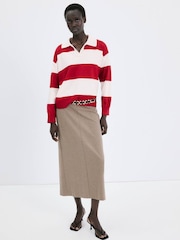 Mango Red Long Sleeve Stripe Jumper - Image 1 of 5