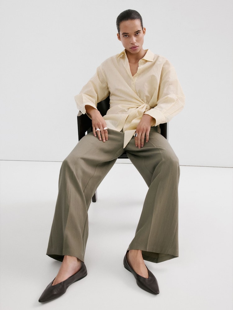 Mango Nude Pleat Front Suit Trousers - Image 1 of 6