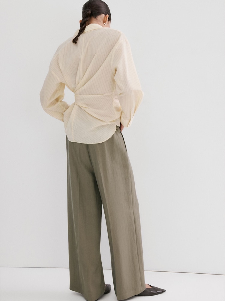 Mango Nude Pleat Front Suit Trousers - Image 2 of 6