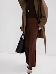 Mango Brown Pleat Front Suit Trousers - Image 1 of 6