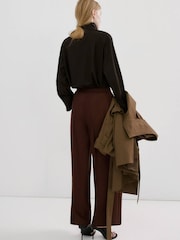 Mango Brown Pleat Front Suit Trousers - Image 2 of 6
