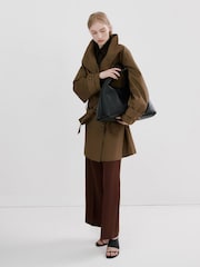 Mango Brown Pleat Front Suit Trousers - Image 3 of 6
