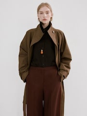 Mango Brown Pleat Front Suit Trousers - Image 4 of 6