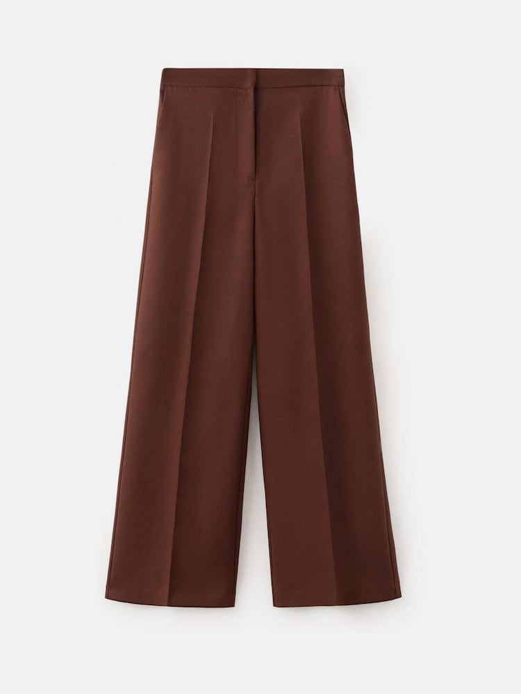 Mango Brown Pleat Front Suit Trousers - Image 6 of 6