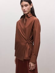 Mango Orange Tie Waist Long Sleeve Shirt - Image 3 of 7
