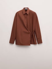 Mango Orange Tie Waist Long Sleeve Shirt - Image 6 of 7