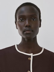 Mango Brown Short Sleeve Contrast Cardigan - Image 3 of 6