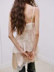 Mango Cream Sheer Lace Thin Strap Camisole - Image 2 of 5