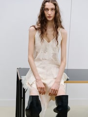 Mango Cream Sheer Lace Thin Strap Camisole - Image 3 of 5