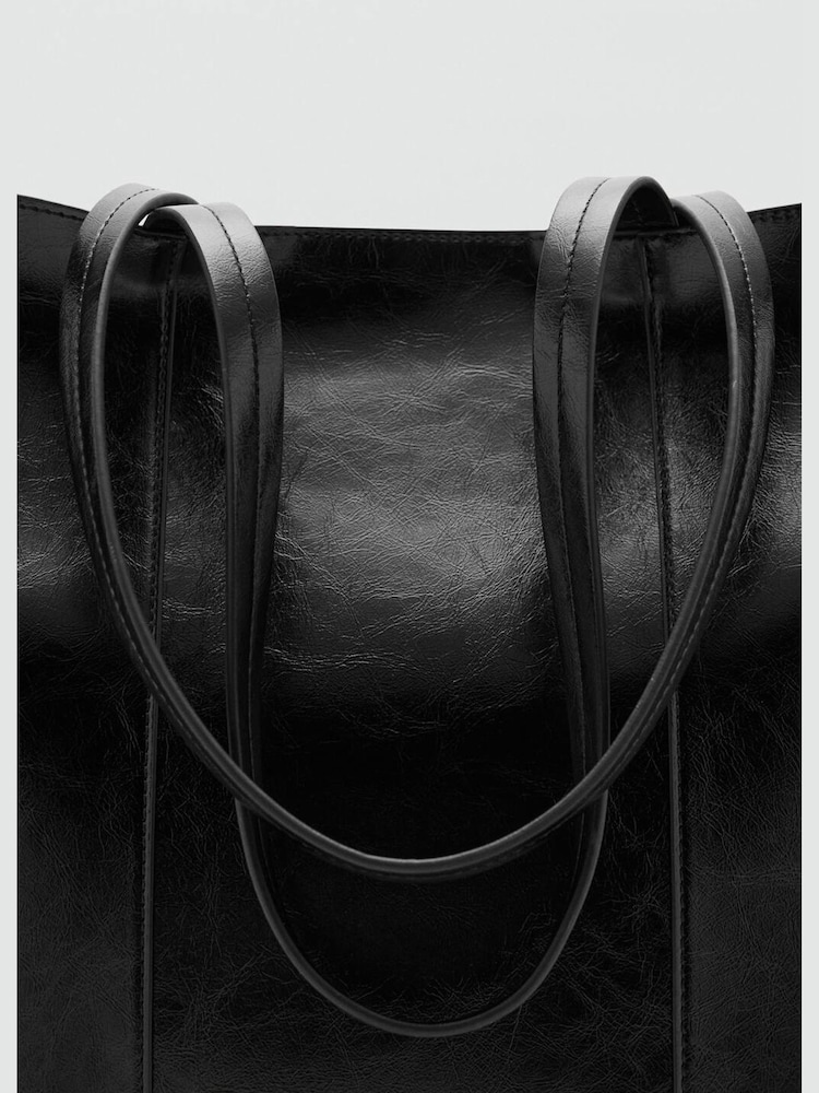 Mango Black Large Shopper Tote Bag - Image 4 of 4