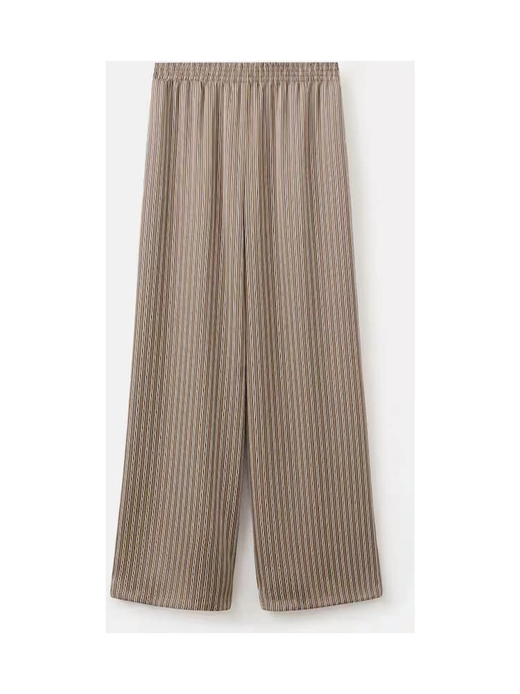 Mango Brown Elastic Waist Stripe Wide Leg Trousers - Image 5 of 5