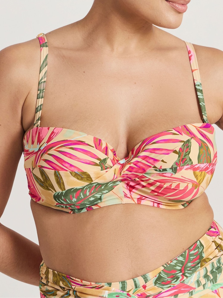 Simply Be Green/Pink Magisculpt Twist Front Bandeau Underwired Bikini Top - Image 4 of 4