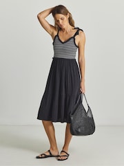 Simply Be Black Shirred Beach Dress - Image 1 of 4