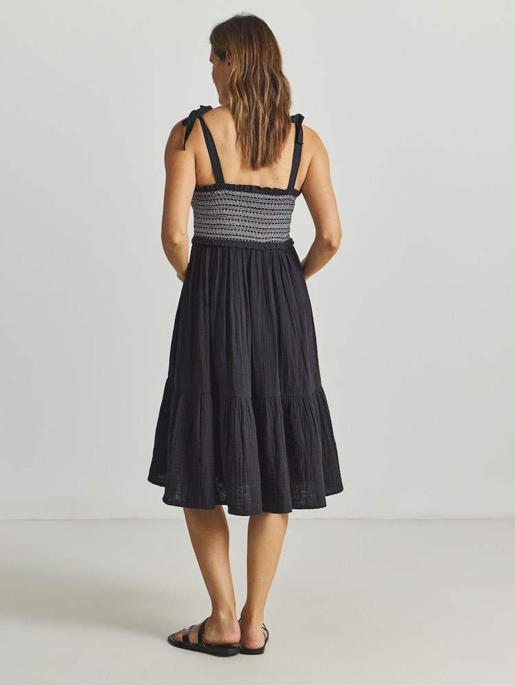 Simply Be Black Shirred Beach Dress - Image 2 of 4