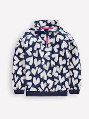 Boden Blue Hearts Half-Zip Sweatshirt - Image 1 of 3