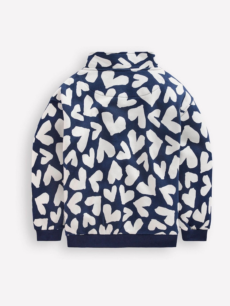 Boden Blue Hearts Half-Zip Sweatshirt - Image 2 of 3