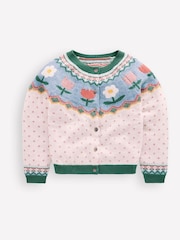 Boden Cream Edie Flower Fair Isle Cardigan - Image 2 of 4
