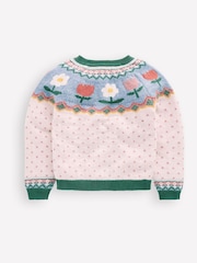 Boden Cream Edie Flower Fair Isle Cardigan - Image 3 of 4