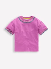Boden Purple Relaxed Embroidered T-Shirt - Image 1 of 3