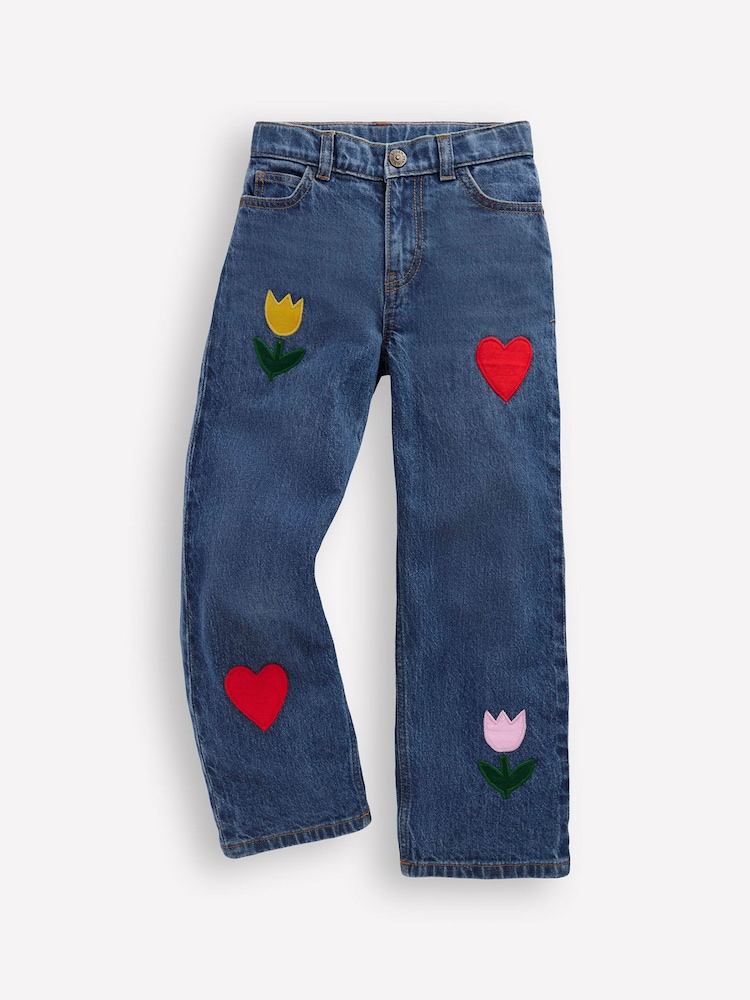 Boden Blue Applique Relaxed Jeans - Image 1 of 4