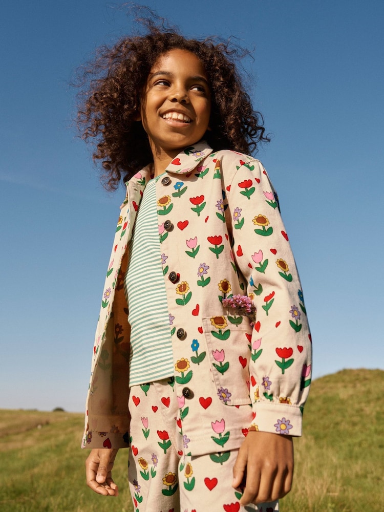 Boden Cream Sunflower Denim Jacket - Image 1 of 5 Boden Cream Sunflower Denim Jacket - Image 1 of 5