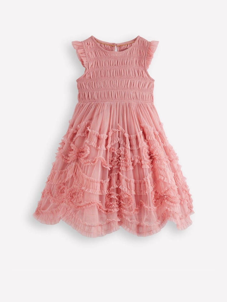 Boden Pink Tulle Bow Occasion Dress - Image 1 of 3 Boden Pink Tulle Bow Occasion Dress - Image 1 of 3