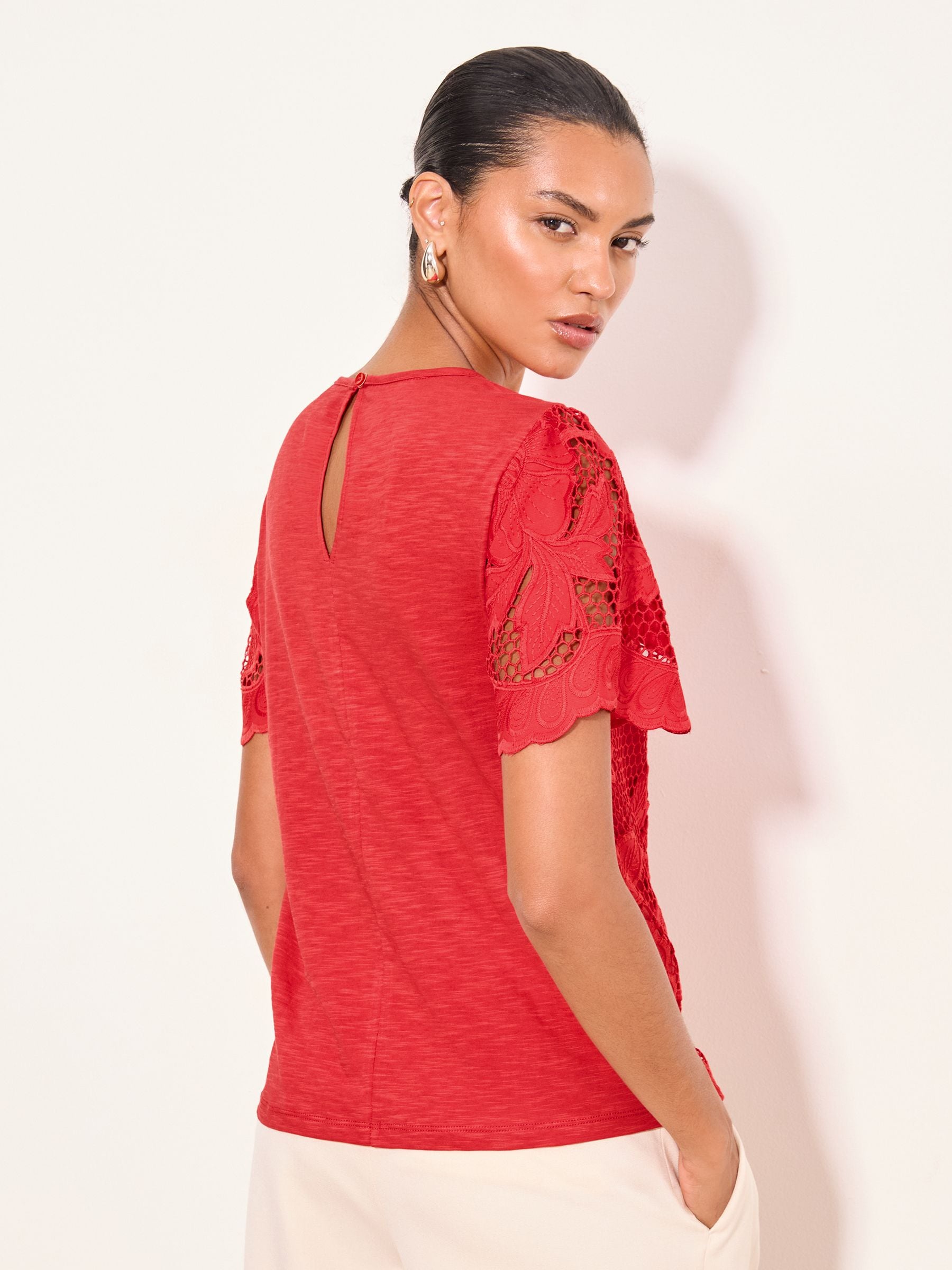 Buy Lipsy Red Floral Crochet T-Shirt from Next USA
