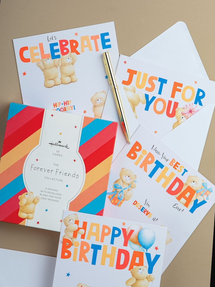 Hallmark White Forever Friends Cards In 4 Designs 20 Pack - Image 1 of 5 Hallmark White Forever Friends Cards In 4 Designs 20 Pack - Image 1 of 5