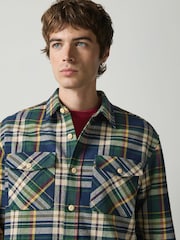 Navy Long Sleeve Check Overshirt - Image 4 of 8