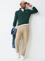 Lacoste Green Regular Fit Zipped High Neck Cotton Sweater - Image 2 of 4