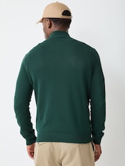 Lacoste Green Regular Fit Zipped High Neck Cotton Sweater - Image 4 of 4