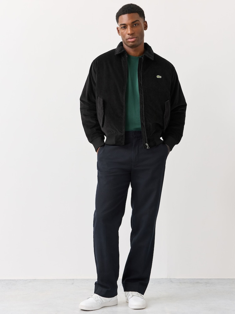 Lacoste Black Padded Corduroy Aviator Jacket - Image 2 of 6