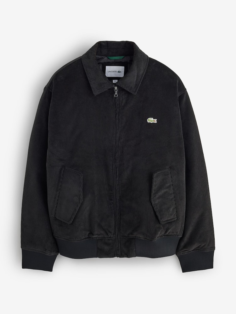 Lacoste Black Padded Corduroy Aviator Jacket - Image 6 of 6