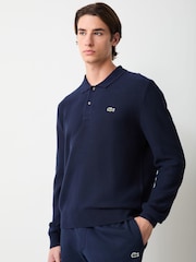 Lacoste Blue Classic Fit Long Sleeved Knitted Polo Shirt - Image 1 of 7