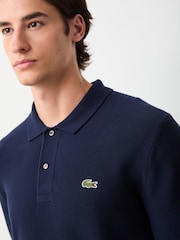 Lacoste Blue Classic Fit Long Sleeved Knitted Polo Shirt - Image 4 of 7