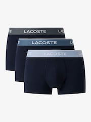 Lacoste Blue Cotton Stretch Trunks 3 Pack - Image 1 of 6