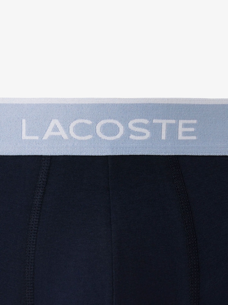 Lacoste Blue Cotton Stretch Trunks 3 Pack - Image 6 of 6 Lacoste Blue Cotton Stretch Trunks 3 Pack - Image 6 of 6