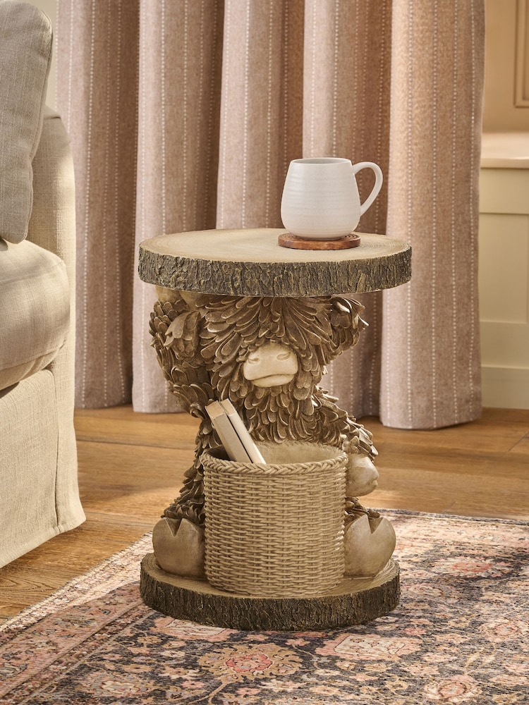 Natural Hamish Storage Resin Side Table - Image 1 of 5 Natural Hamish Storage Resin Side Table - Image 1 of 5
