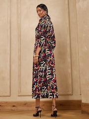 Love & Roses Multi Animal Drop Waist Midi Shirt Dress - Image 4 of 5