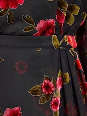 Love & Roses Floral Devore Wrap Mini Dress - Bild 5 von 5