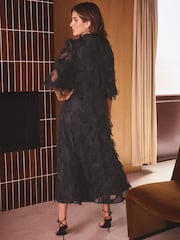 Love & Roses x Binky Black Star Fringe Keyhole Midi Dress - Image 3 of 4