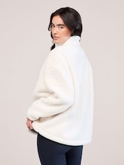 LOVALL White Long Sleeve 1/4 Zip Borg Jacket - Image 3 of 6