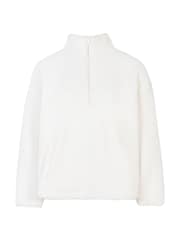 LOVALL White Long Sleeve 1/4 Zip Borg Jacket - Image 6 of 6